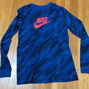 Nike Kids Long Sleeve Shirt in Blue with Red Logo